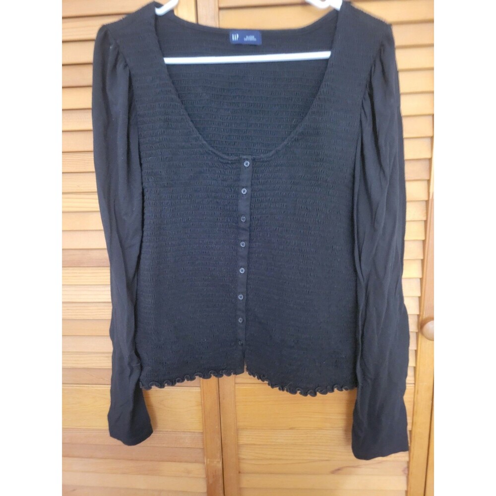 GAP Black Women's Button Up Stretch Patterned Cardigan Sz XL Office Casual